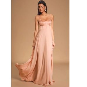 Lulus Long Blush Pink Dress (Small)